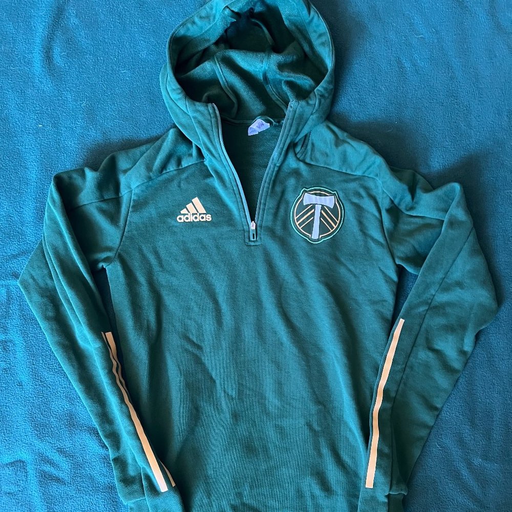 Small Unisex Portland Timbers Adidas Quarter Zip Sweatshirt